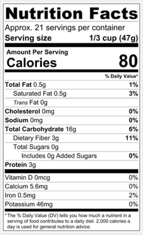 The Nutrition Facts of Krinos Fine Bulgur