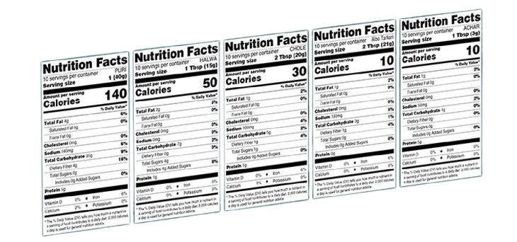 The Nutrition Facts of Lahori Delight Halwa Puri Chole (10pcs) 