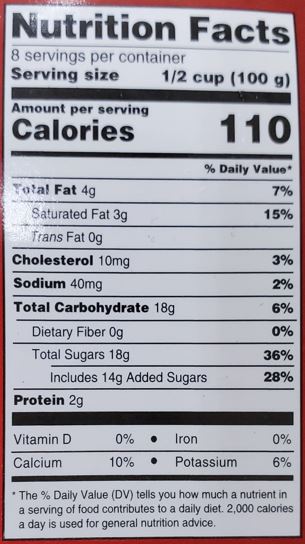 The Nutrition Facts of Lahori Delight Peshawari Ice Cream 