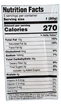 The Nutrition Facts of Lahori Delight Plain Paratha (5pcs) 