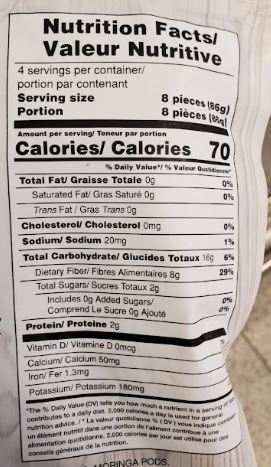 The Nutrition Facts of Laxmi DrumSticks 
