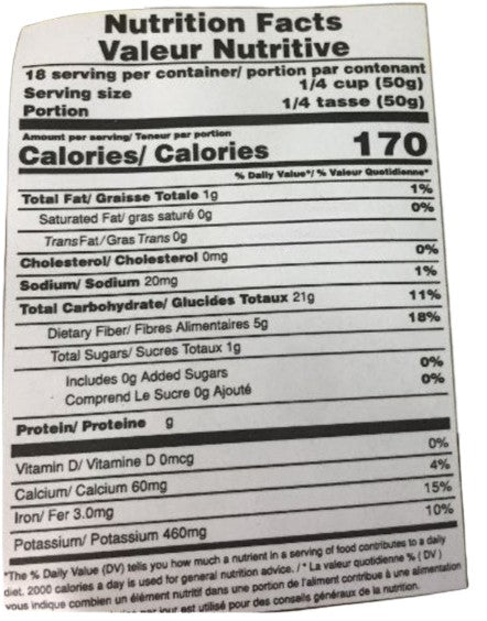 The Nutrition Facts of Laxmi Organic Urad Gota