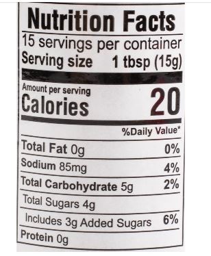 The Nutrition Facts of Laxmi Tamarind & Dates Chutney Small