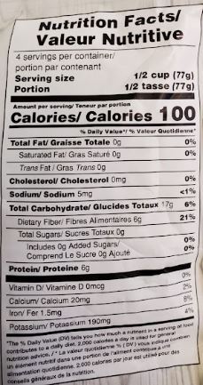 The Nutrition Facts of Laxmi ToorVar Lilvar 