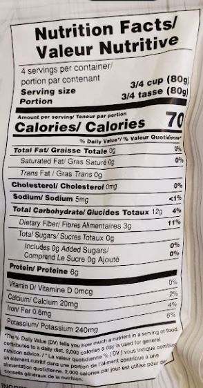 The Nutrition Facts of Laxmi Val Lilva 