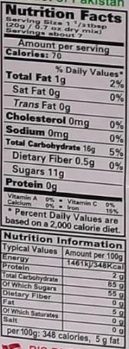 The Nutrition Facts of Laziza Firni Khas Kewra Ground Rice Pudding 