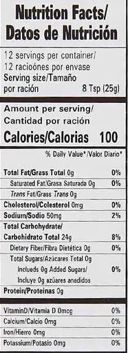The Nutrition Facts of Laziza Strawberry Custard Powder 