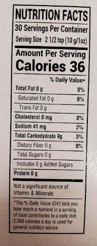 The Nutrition Facts of Lazzat Vanilla Custard Powder