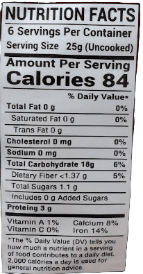 The Nutrition Facts of Lazzat Vermicelli- Sawayan Roasted