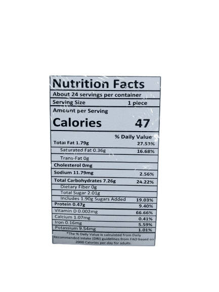 The Nutrition Facts of Lazzat karachi Biscuits 