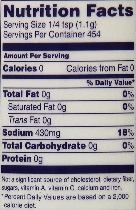 The Nutrition Facts of Lior Corse Sea Salt 