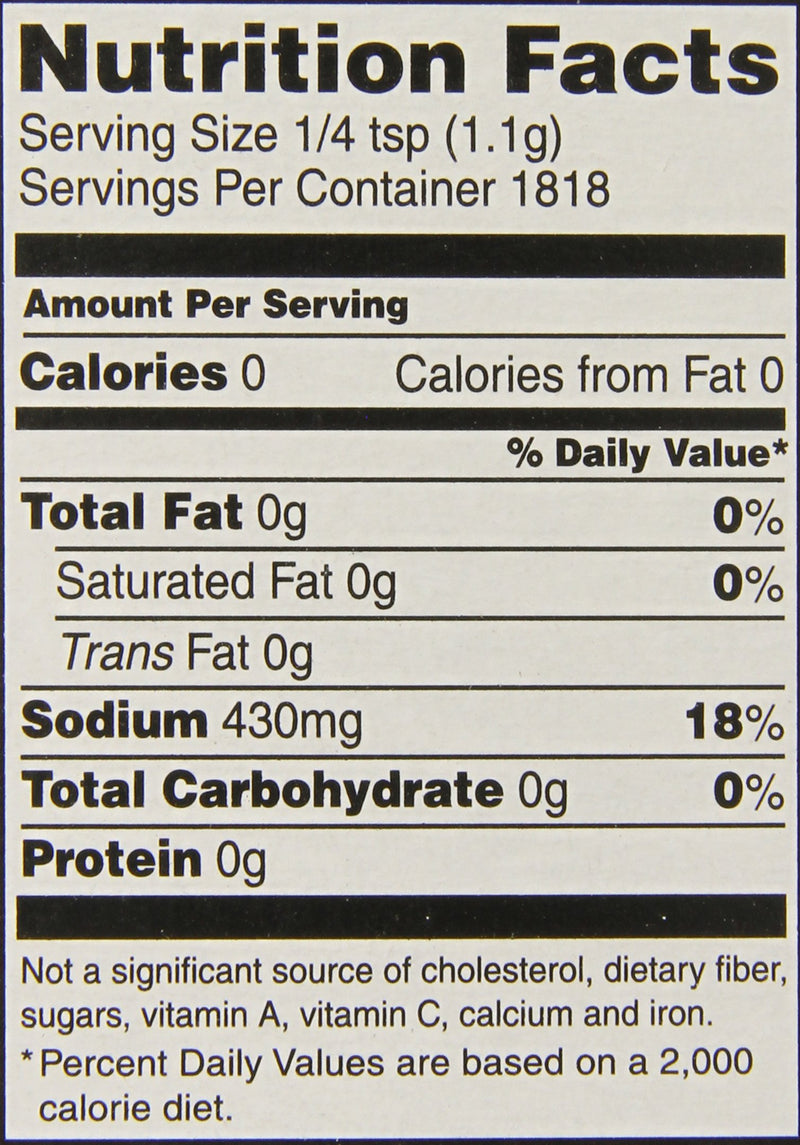 The Nutrition Facts of Lior Kosher Salt 