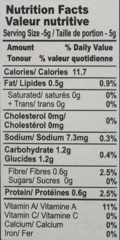 The Nutrition Facts of MDH Dahivada Raita Masala 