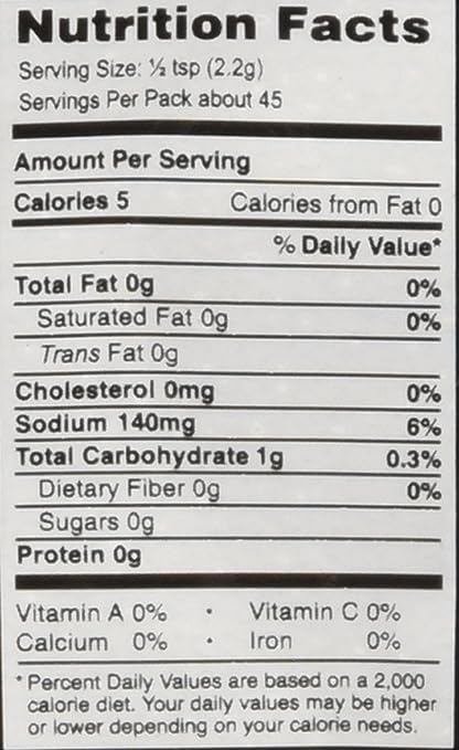 The Nutrition Facts of MTR Channa Masala Powder