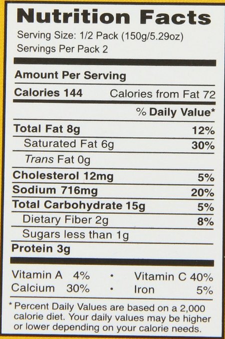 The Nutrition Facts of MTR Pav Bhaji Mix (Powder)