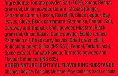 The Nutrition Facts of MTR Tomato Rice Powder