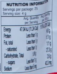 The Nutrition Facts of MTR Vangi Bhath Masala
