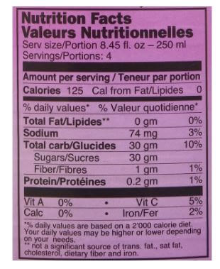 The Nutrition Facts of Maaza Lychee