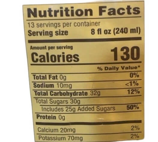 The Nutrition Facts of Meharban Mango Juice Drink