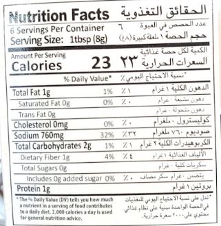 The Nutrition Facts of Mehran Qorma Masala 