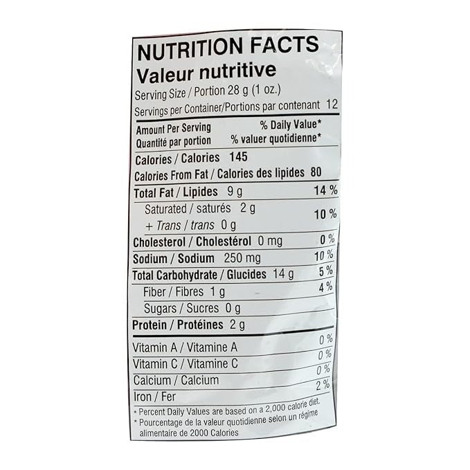 This is the Nutrition of Mirch Masala Chukry Sticks.