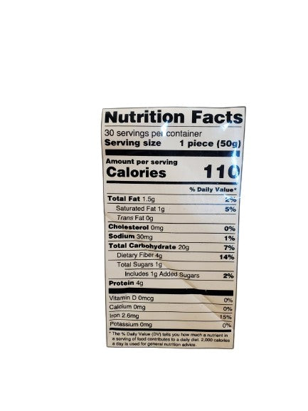 The Nutrition Facts of Mirch Masala Frozen Whole Wheat Roti Family Value Pack - (30pcs) 