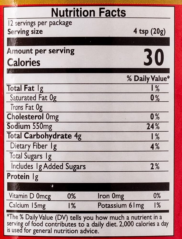 The Nutrition Facts of Mother's All in One Chutney 