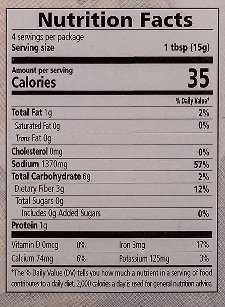 The Nutrition Facts of Mother's Recipe Biryani Masala 