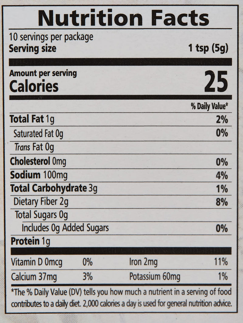 The Nutrition Facts of Mother's Recipe Garam Masala 