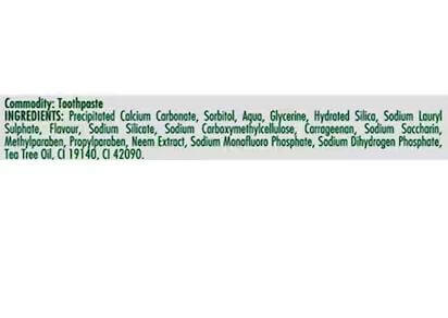 The Nutrition Facts of NEEM Actice Toothpaste