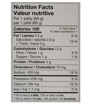 The Nutrition Facts of Nanak Aloo Tikki  (12 pcs) 