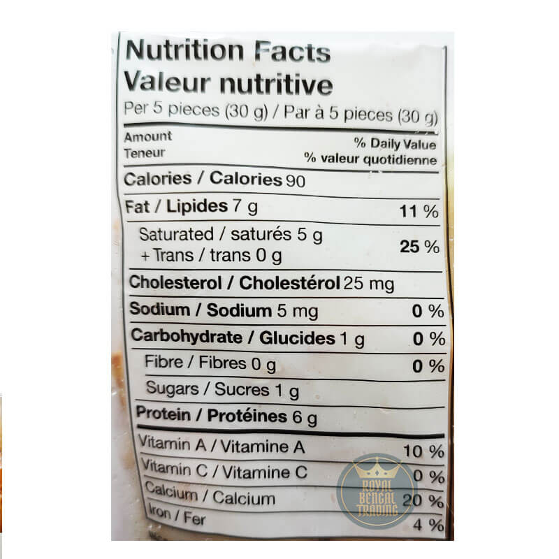 The Nutrition Facts of Nanak Fried Paneer Cubes
