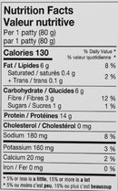 The Nutrition Facts of Nanak Plant Based Veggie Burger 