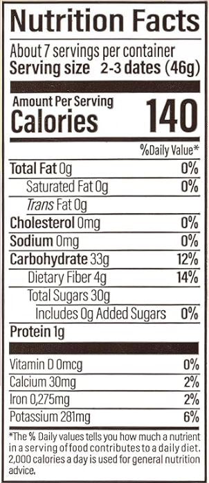 This Is the Nutrition of Natural Delight Fresh Mejdool Dates