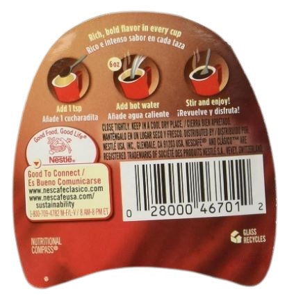The Nutrition Facts of Nescafe Classico Coffee Small 