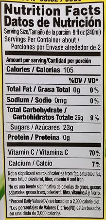 The Nutrition Facts of OKF Aloe Vera King Pineapple