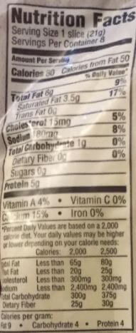 The Nutrition Facts of O Organics Cheese, Sliced, Provolone