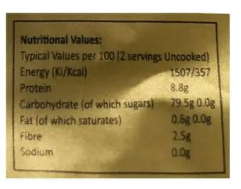 The Nutrition Facts of Ocean Pearl Classic Basmati Rice