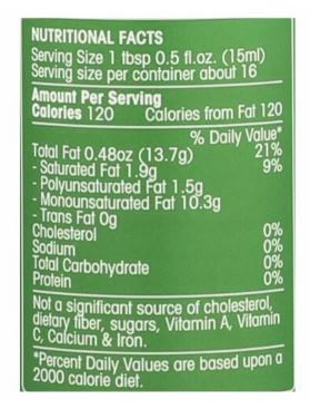 The Nutrition Facts of Olivado’s Organic Extra Virgin Avocado Oil