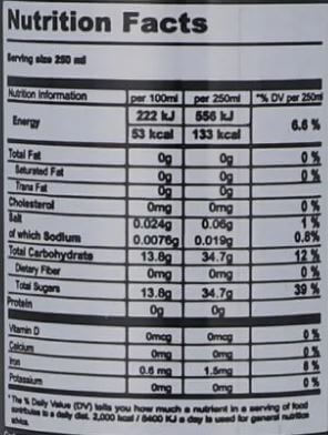 The Nutrition Facts of Pakola Soda Drink Ice Cream Soda