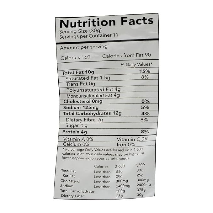 This is the Nutrition of Premium Kenyan Chevda No Sugar Added.