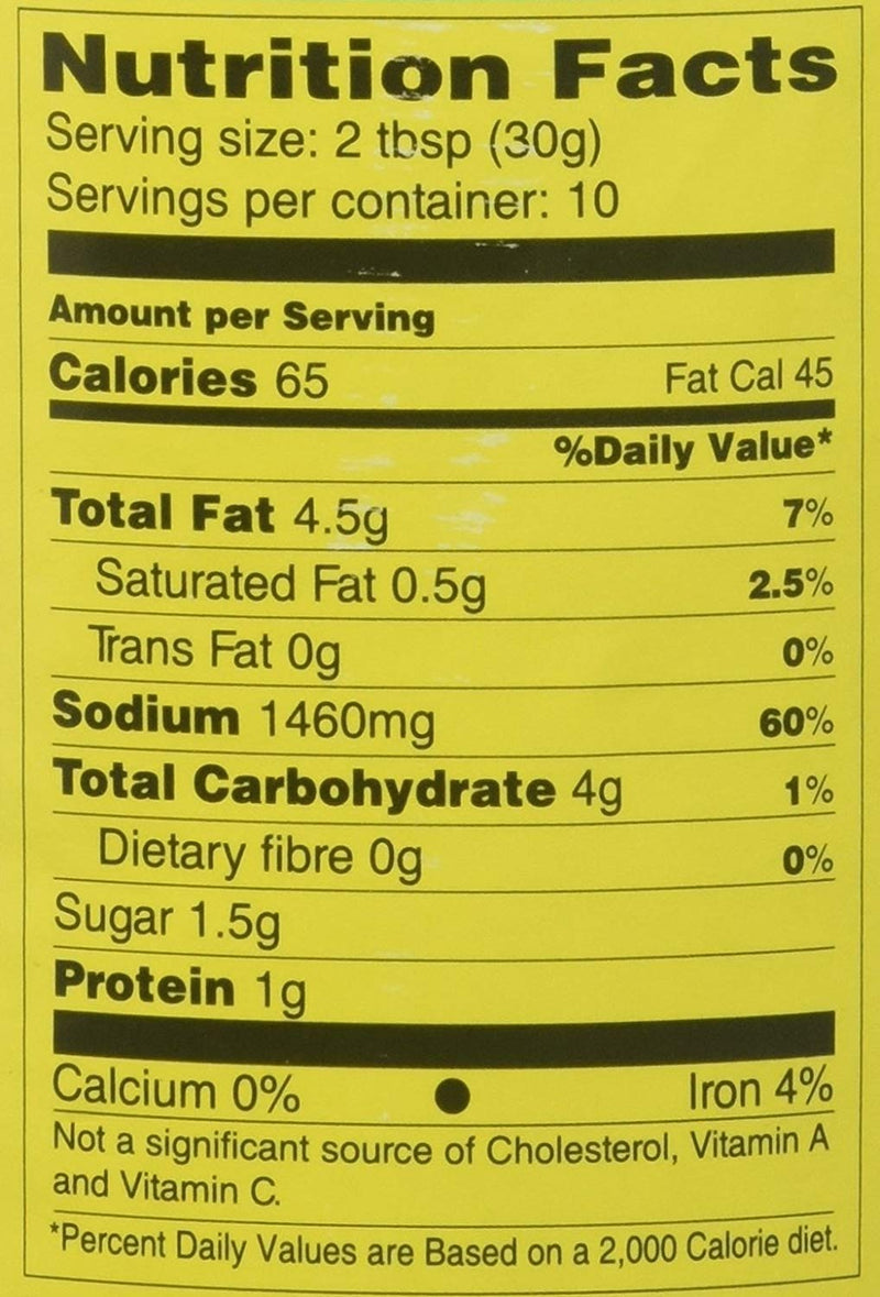 The Nutrition Facts of Priya Amla (With Garlic) 