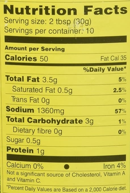 The Nutrition Facts of Priya Bitter Gourd Pickle (With Garlic) 