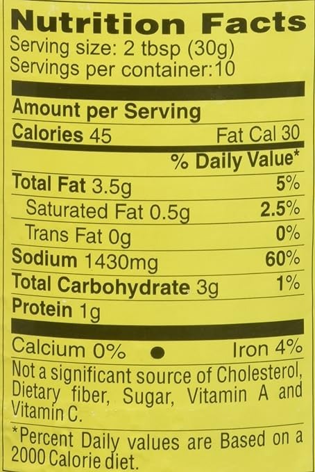 The Nutrition Facts of Priya Bittergourd Pickle (Without Garlic) 