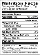 The Nutrition Facts of Priya Paneer Kadhai 