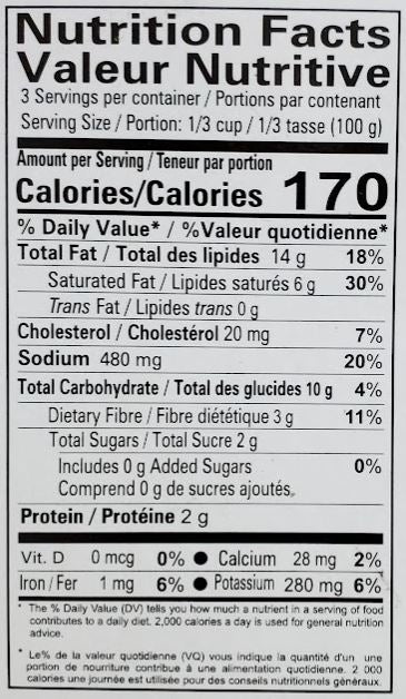 The Nutrition Facts of Priya Pavbhaji Masala 