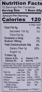 The Nutrition Facts of Priyems Pesarattu Batter