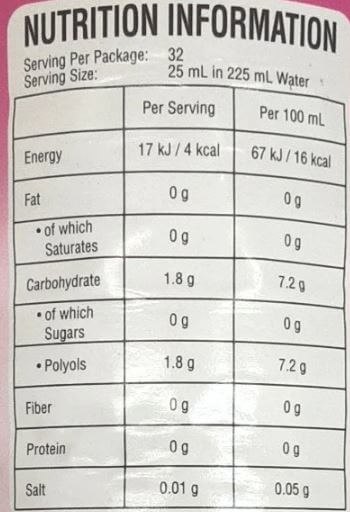 The Nutrition Facts of Qarshi Jam-E-Shireen Sugar Free