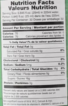 The Nutrition Facts of Qarshi Sharbat Elaichi Cardamon Drink