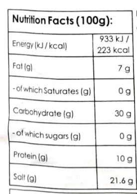 The Nutrition Facts of RM Paneer Makhanwala Spice - No Onion or Garlic 